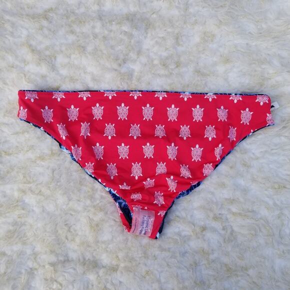 Turtle Print Reversible Bikini Bottom Vera Bradley Ella Size 16/18 Red Blue NWOT - Picture 2 of 8